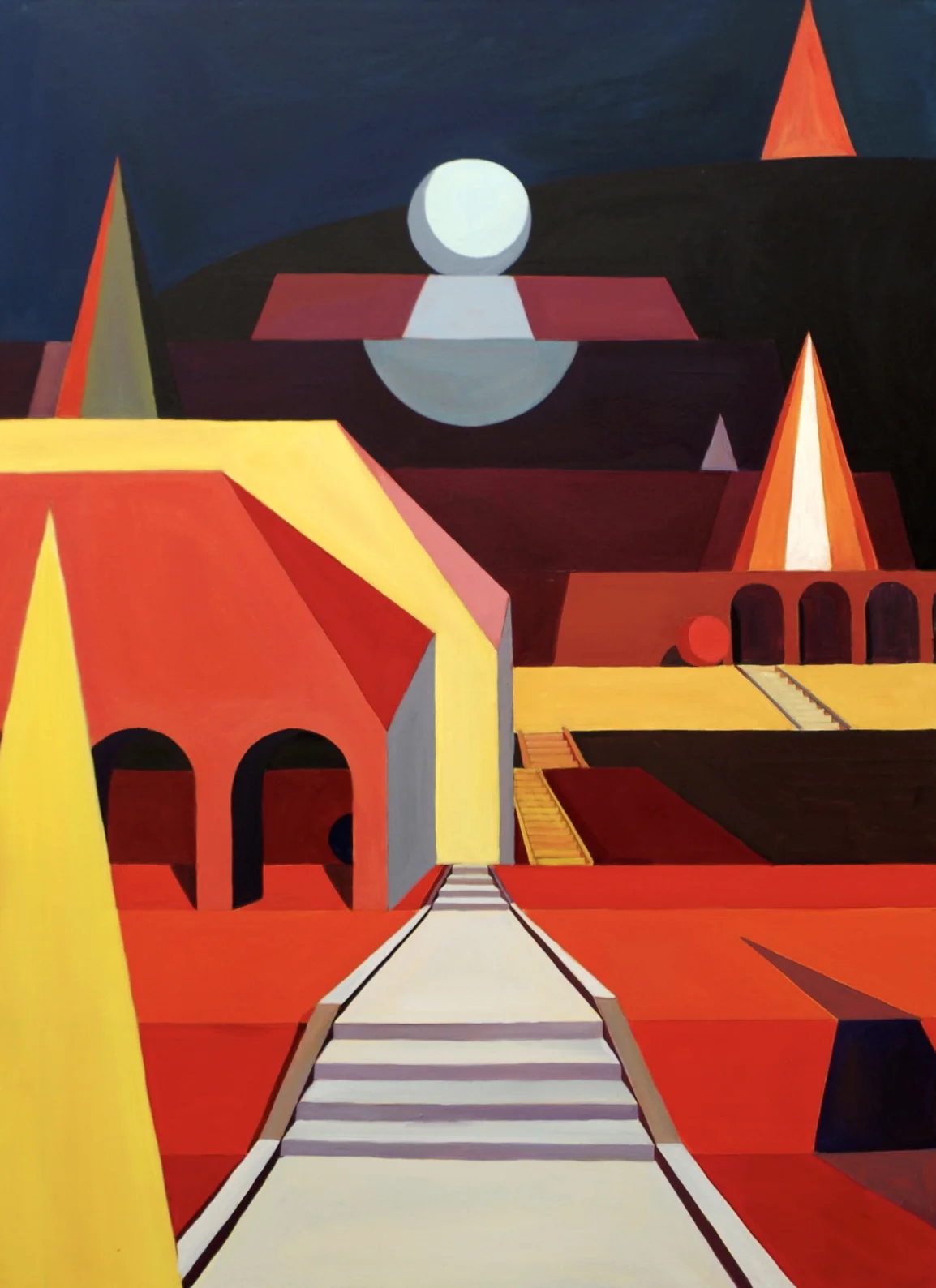 Architectural forms in earthy tones suggest a fragment of a non-existent temple.