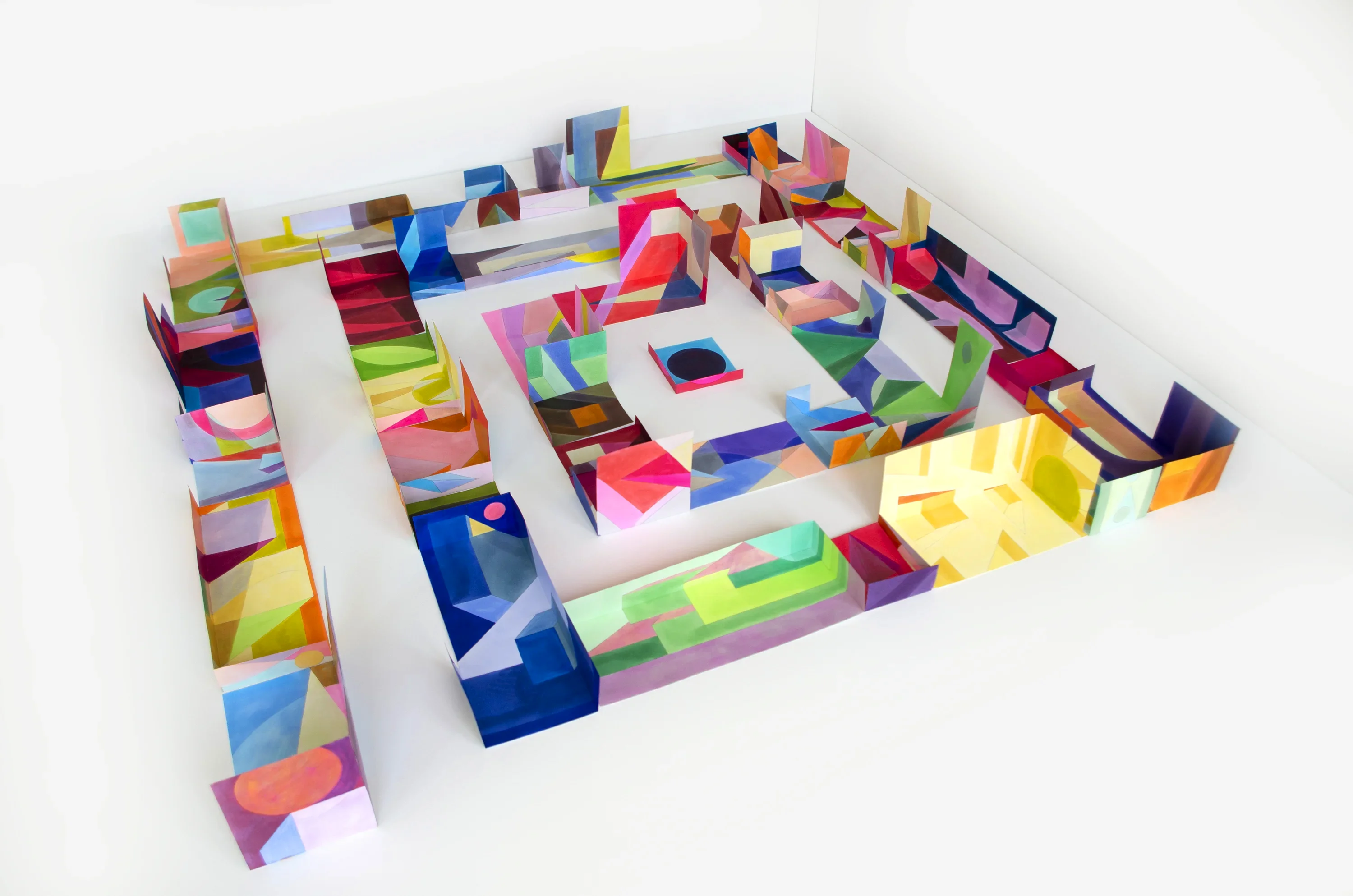 Photographic documentation of the Point of View spatial composition made from marker drawings on paper.