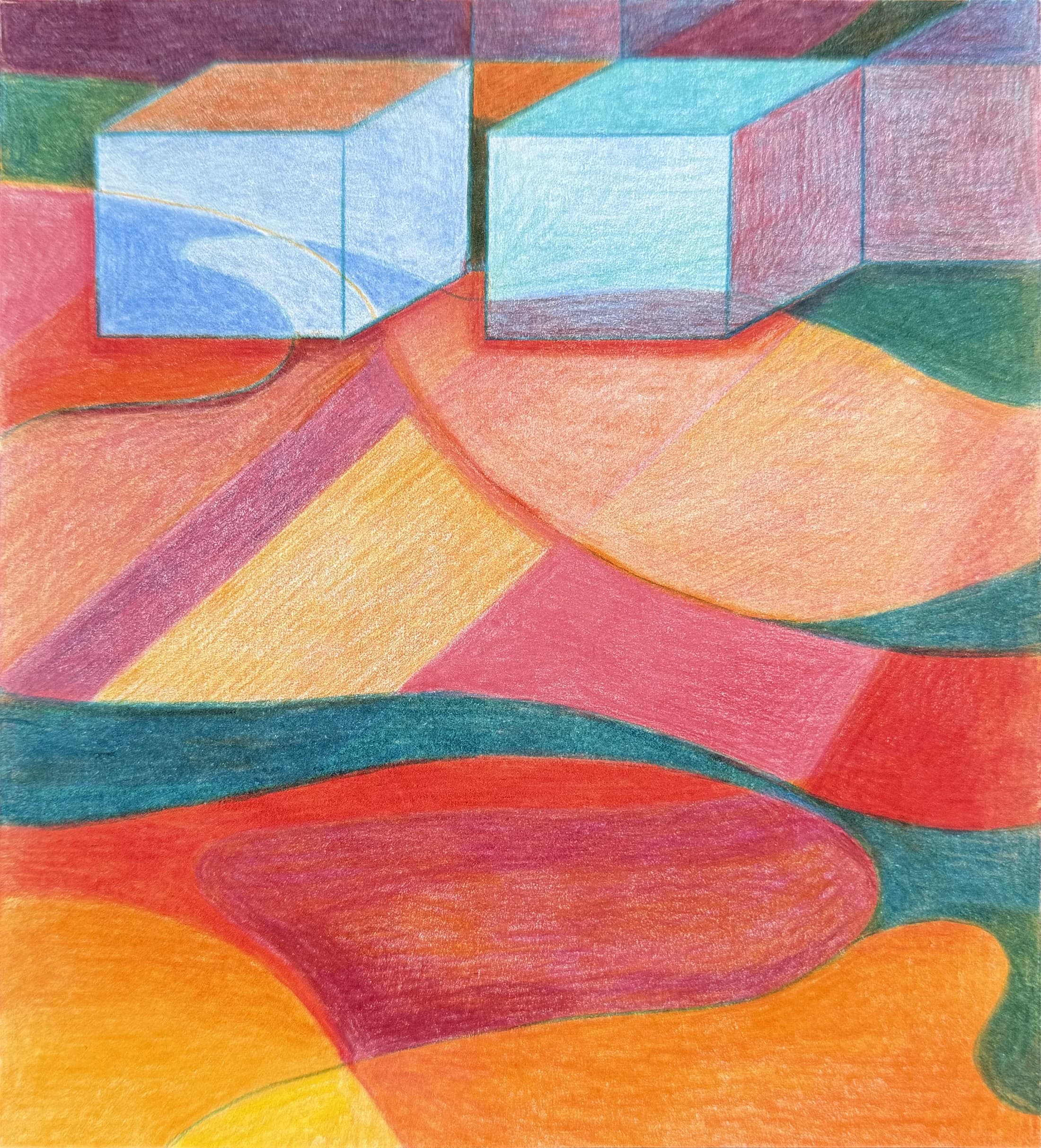 Colored pencil sketch on paper.