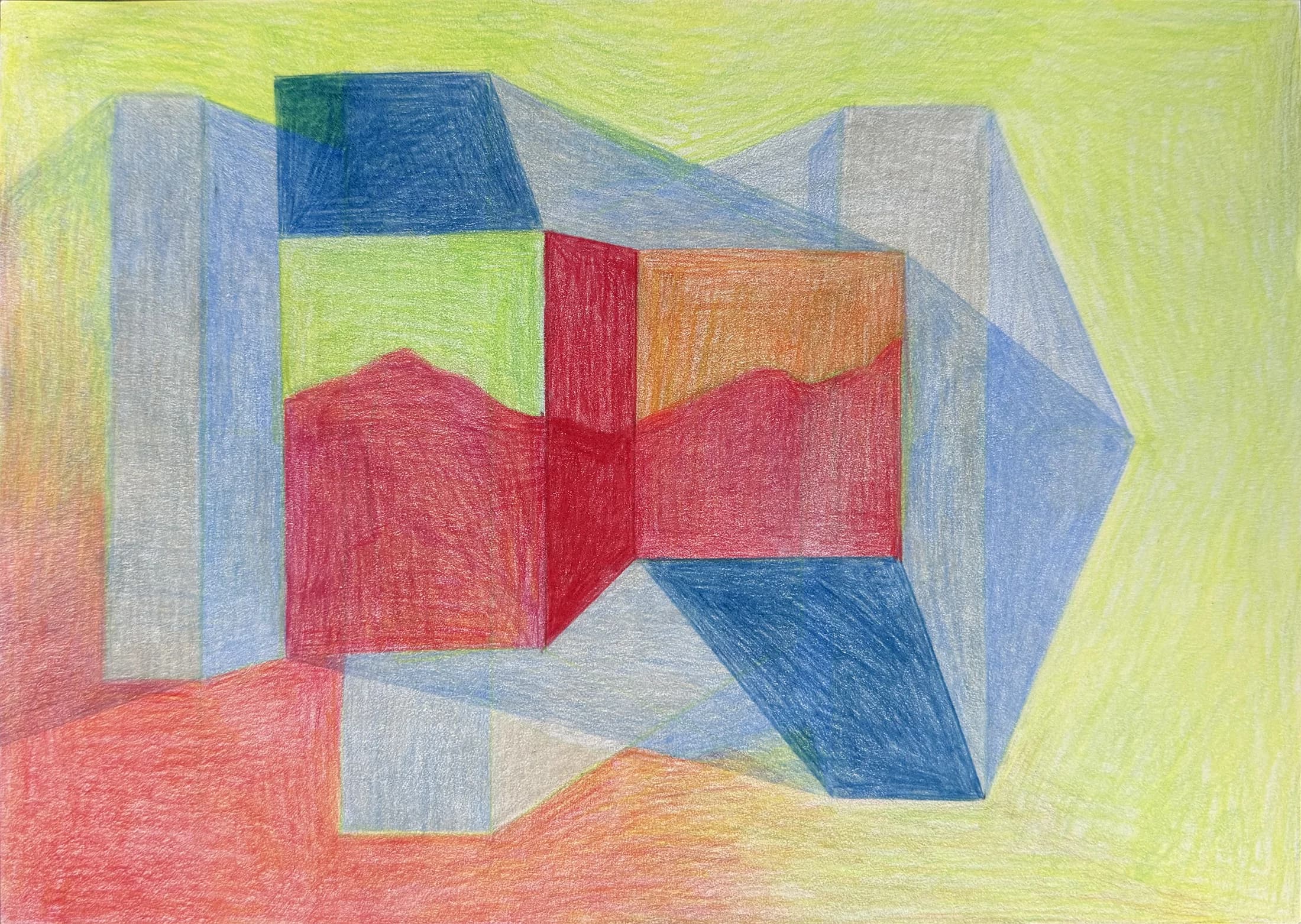 Colored pencil sketch on paper.