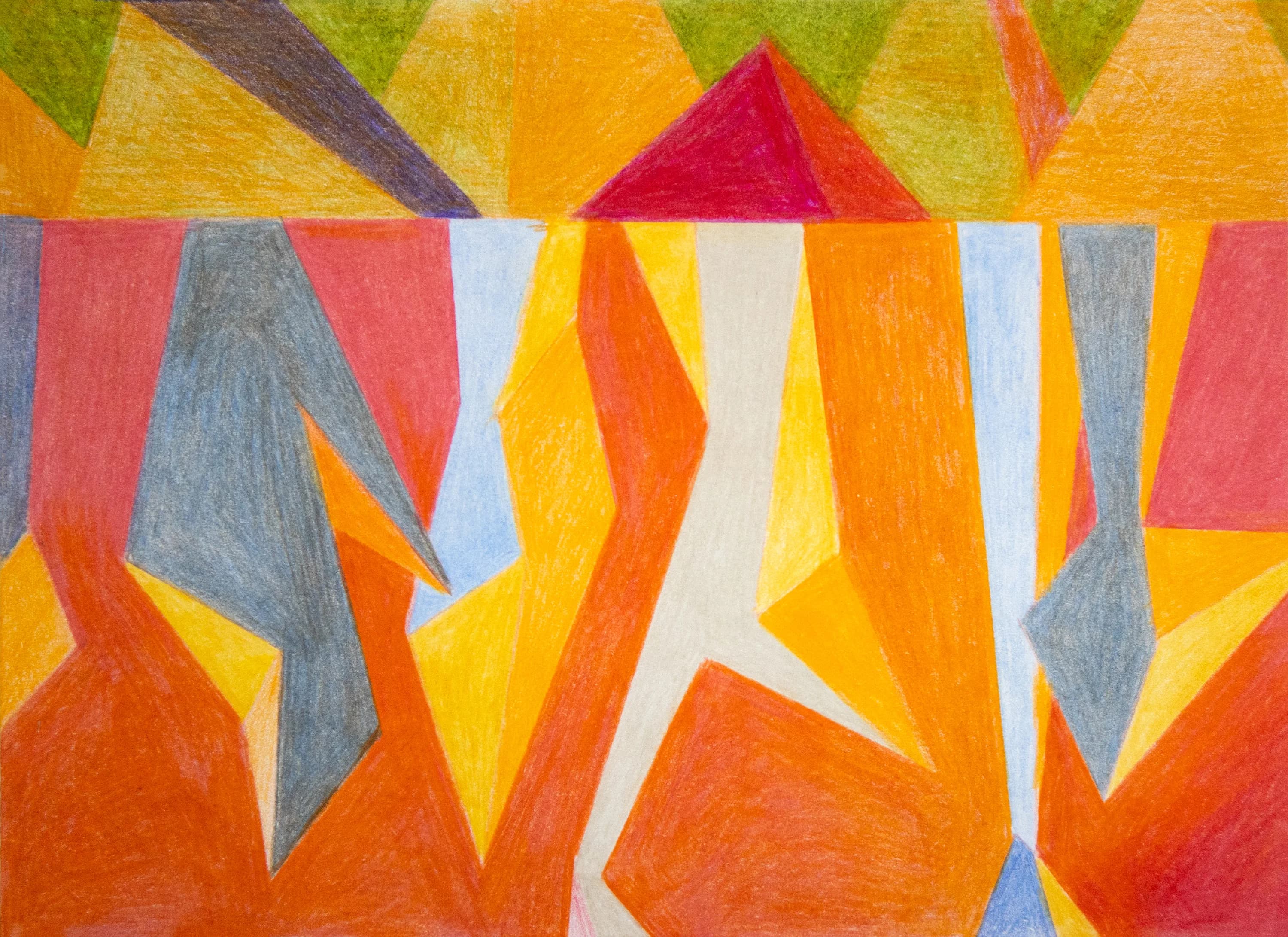 Colored pencil sketch on paper.